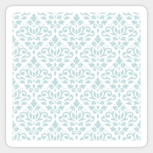 Scroll Damask Pattern Duck Egg Blue on White Sticker